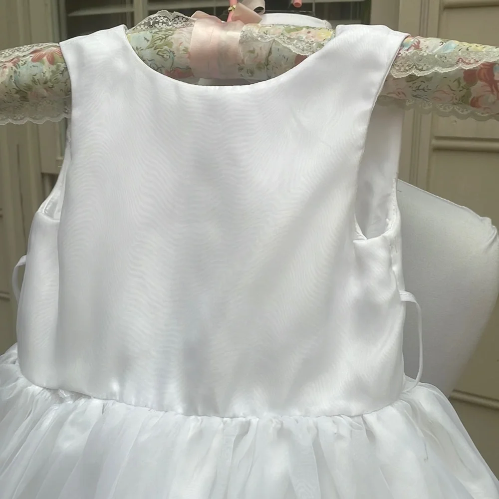 David's Bridal White Flower Girl Dress Size 2T - Picture 4 of 15